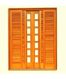 Porta de Correr Tripla Reta - Madeira Maciça - Angelim