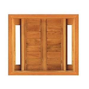 Janela de Abrir Horizontal com Visor Lateral - Madeira Maciça - Angelim