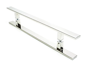 Kit Puxador 1 Metro Cromado em Inox + Fechadura rolete Instalados