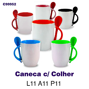 Caneca com colher e interior colorido