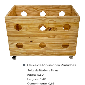 Caixa de Pinus com Rodinhas G