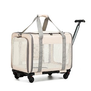 Bolsa Transporte Pet Luxo Avião com Rodinhas Cães Gatos