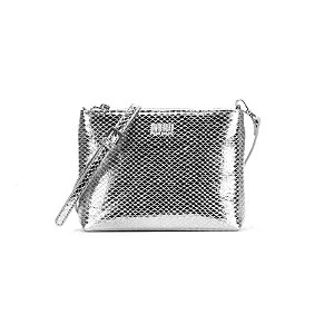 Bolsa Clutch Prata Metalizada Alça Transversal