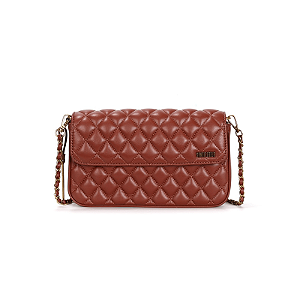 Bolsa Matelassê Soft Marrom Alça Transversal Corrente