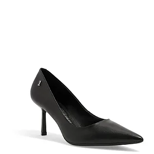 Scarpin Couro Pelica Soft Preto Salto Médio