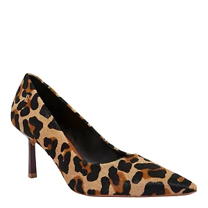 Scarpin Couro Animal Print Bico Fino