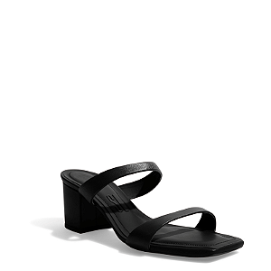 Mule Couro Preto Salto Grosso Bico
