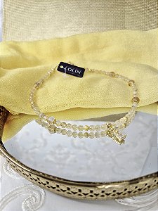 Colar Chocker de Pedra Natural Citrino Mesclado banhado em Ouro 18K