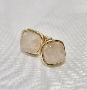 Brinco de Pedra Natural Quartzo Rosa