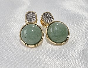 Brinco de Pedra Natural Quartzo Verde