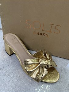 Tamanco Solis Brasil Dourado Metalizado