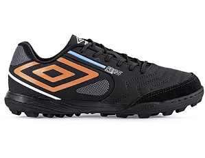 Chuteira Umbro Society Pro 5 preto / laranja/ Azul
