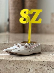 Mocassim Off White SZ em couro