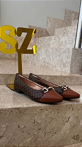 Sapatilha SZ Comfort Monograma Café com Camel