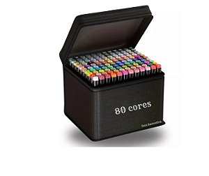 Canetinhas Coloridas  Permanente Ponta Dupla 80 Cores