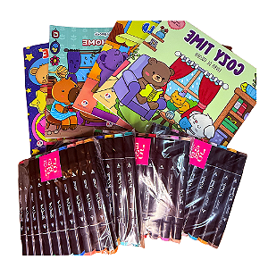 Kit 10 canetinhas + Livro de Pintar (Sortido)