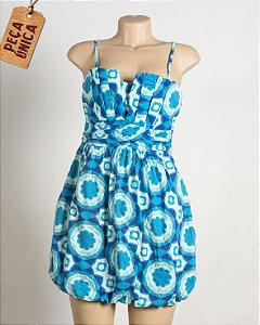 Vestido Balonet Azul e Branco