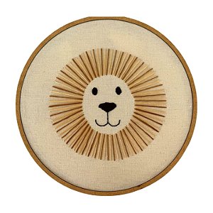 Bastidor Bordado à mão Leão boho