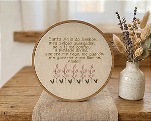 Bastidor Porta Maternidade Bordado Santo Anjo Flores
