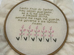 Bastidor Porta Maternidade Bordado Santo Anjo Flores