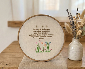 Bastidor Bordado Porta Maternidade Santo Anjo Jardim Flores