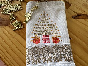 Toalha de Lavabo Branca Árvore de Desejos de Natal