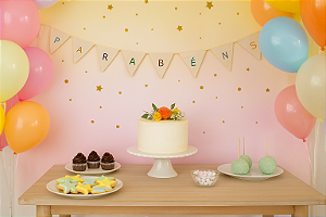 Varal de Bandeirolas para decoração de Aniversário Bordado Parabéns