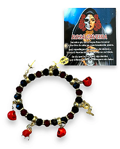 Pulseira 7 pingentes- Rosa Caveira