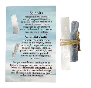 Kit Talismã Proteção Cianita Azul/Selenita- Contra Energias Negativas