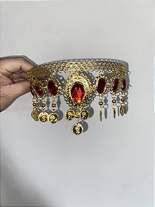 Tiara Cigana - Moedas/ Pedras Vermelhas