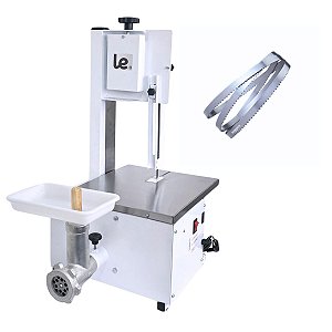 Kit Serra Fita com Moedor Boca 5 Semi Inox + Lâmina 1,46 Açougue Carne Osso Leggero