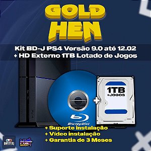Kit Ps4 BD-J Blu Ray + HD 1TB Lotado de Jogos + Suporte instalação + Video instalação! (Facil instalação)