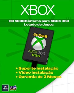 HD 500GB Lotado de Jogos para XBOX 360 RGH