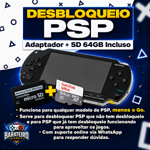 Kit para PSP + SD 64GB + Suporte Premium 100% Atualizado 2026