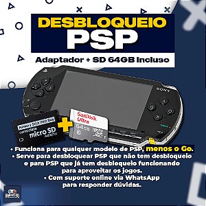 Desbloqueio PSP + SD 64GB LOTADO DE JOGOS + 100% Atualizado + Suporte