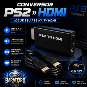 Kit HDMI para PlayStation 2 – Conversor PS2toHDMi + Cabo HDMI - PS2 to HDMI