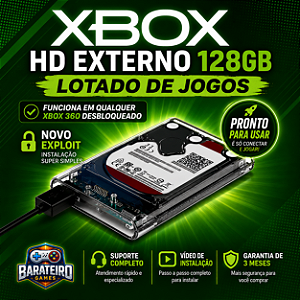 HD 128GB EXPLOIT - PARA XBOX 360 (QUALQUER MODELO)