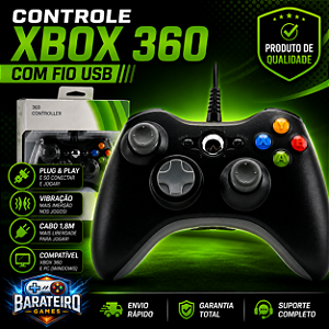 Controle Para Xbox 360 Com Fio - Plug And Play