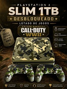 Playstation 4 Slim Edição Call Of Duty Ww2 COM HD 1TB