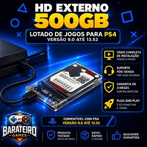 HD 500GB PARA PLAYSTATION 4 - Versão: 9.0 até 13.52
