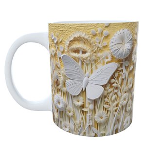 Caneca Floral 3D Borboleta