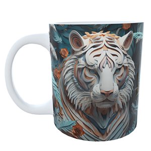 Caneca 3D Tigre Branco