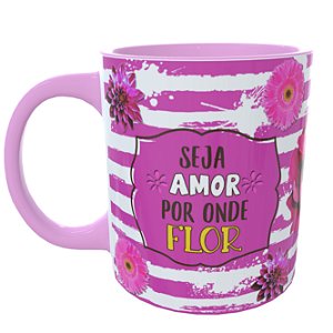 Caneca Floral Rosa com Foto