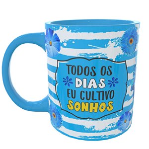 Caneca Floral Azul com Foto