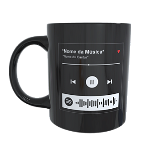 Caneca Com Foto e Música Spotify (Mod.1) 100% Preta