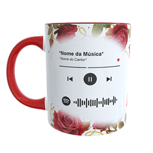 Caneca Vermelha Com Foto e Música Spotify (Mod.5)
