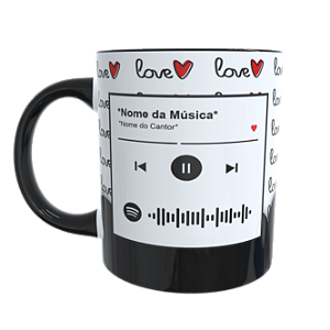 Caneca Preta Com Foto e Música Spotify (Mod.7)