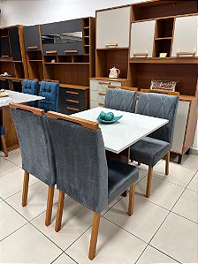 Mesa de Jantar Los Angeles 90x90 c/ 4 cadeiras madeira maciça