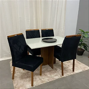 Mesa de Jantar Los Angeles 120x80 c/ 4 cadeiras madeira maciça