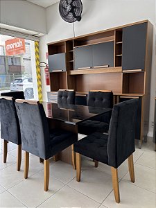 Mesa Los Angeles 160x80 c/ 6 cadeiras madeira maciça